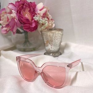 Peach Pink Clear Oversized Fashion Glasses